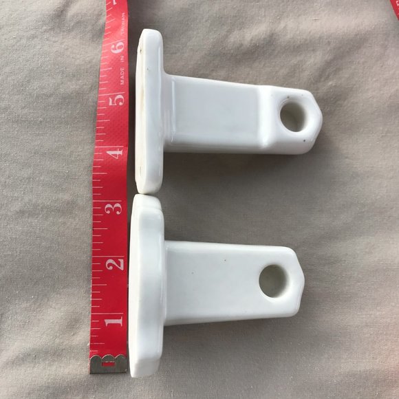 Antique Surface Mount White Porcelain Surface Mount Towel or TP Bar Ends - Picture 5 of 5